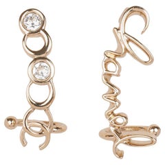 Chanel Crystal Gold Tone CC Crawler Earrings
