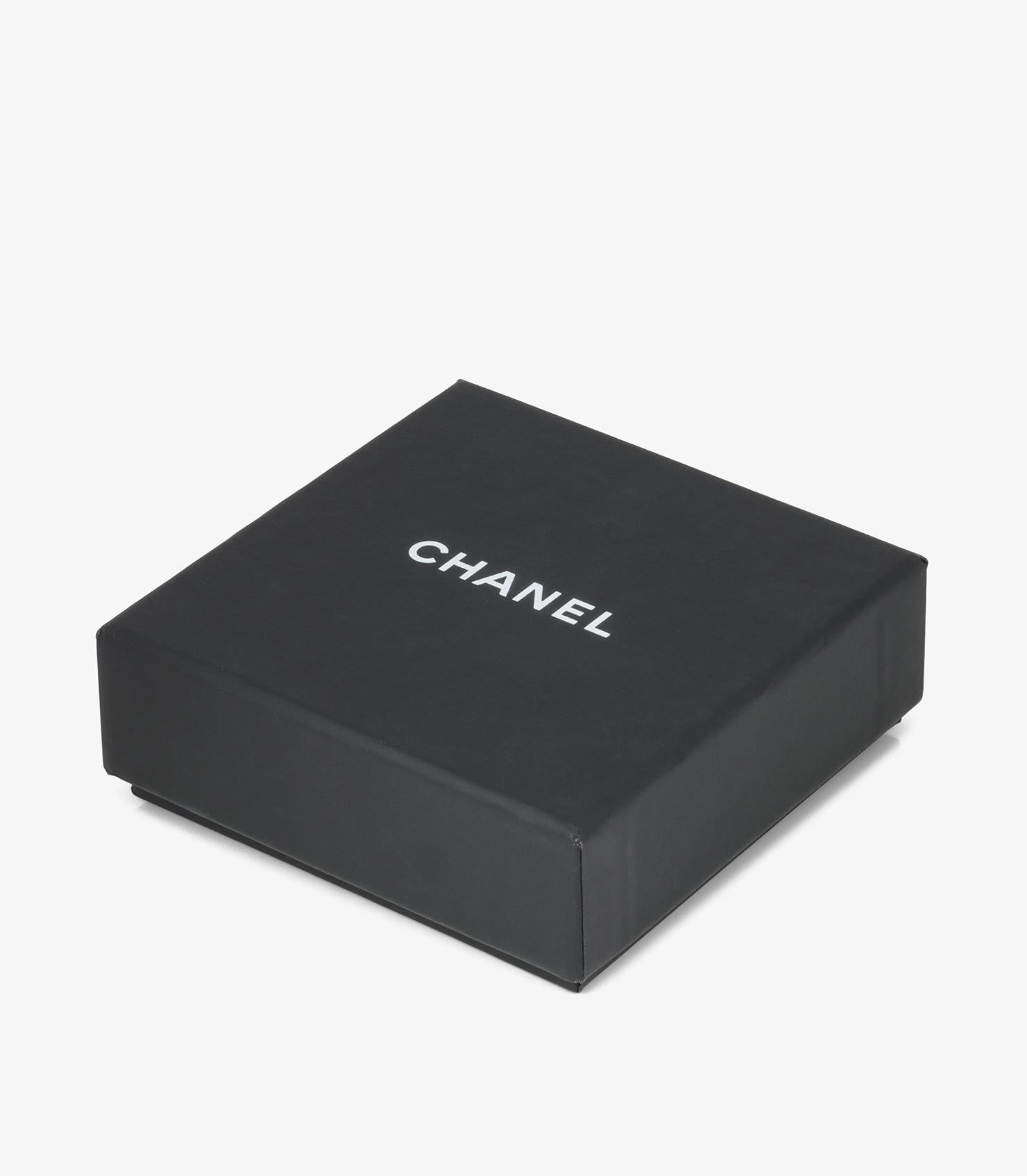 Chanel Kristall & ineinander verschlungenes Lammfell Leder Matte Goldfarbene CC Creolen-Ohrring 4