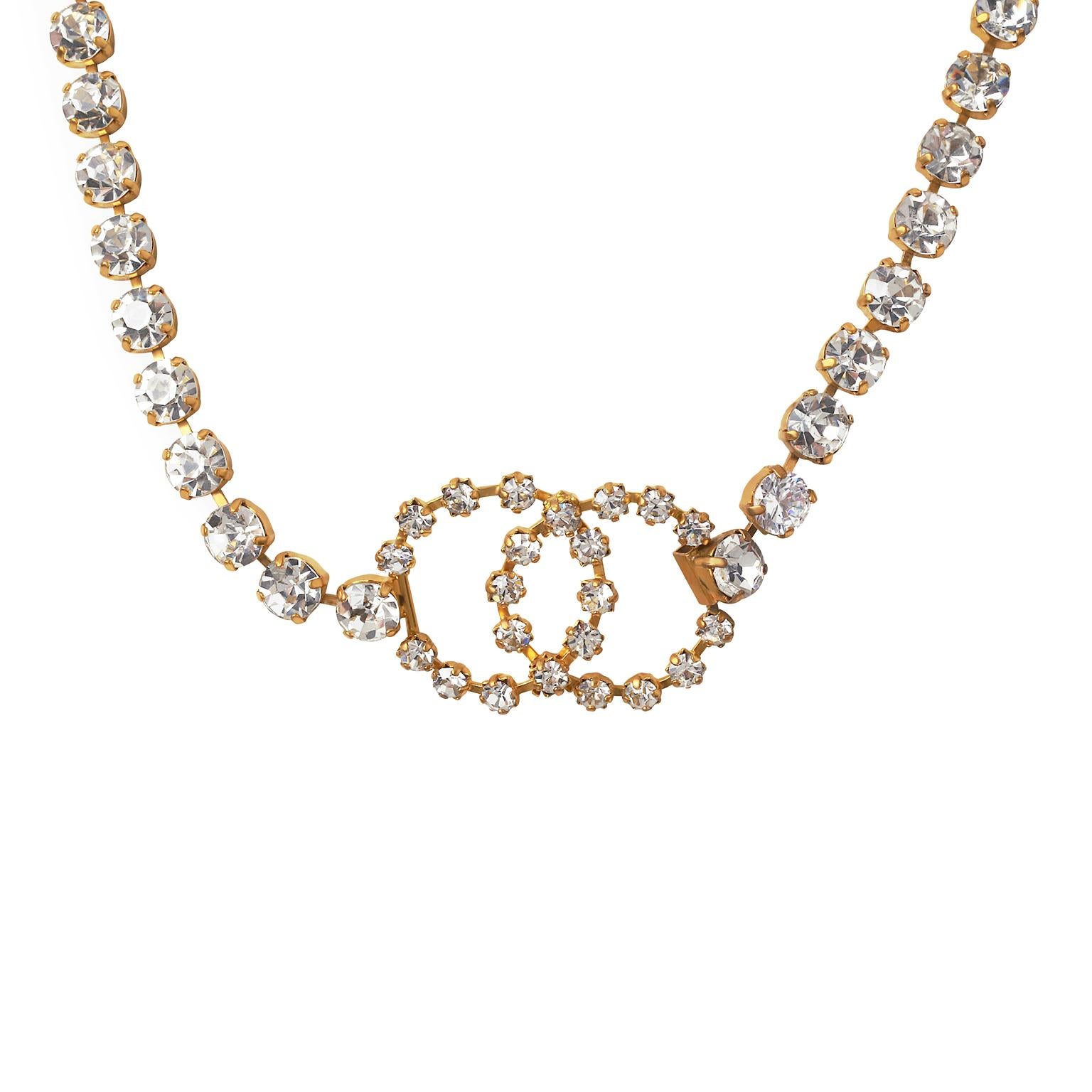 Round Cut Chanel Crystal Interlocking Circles Necklace
