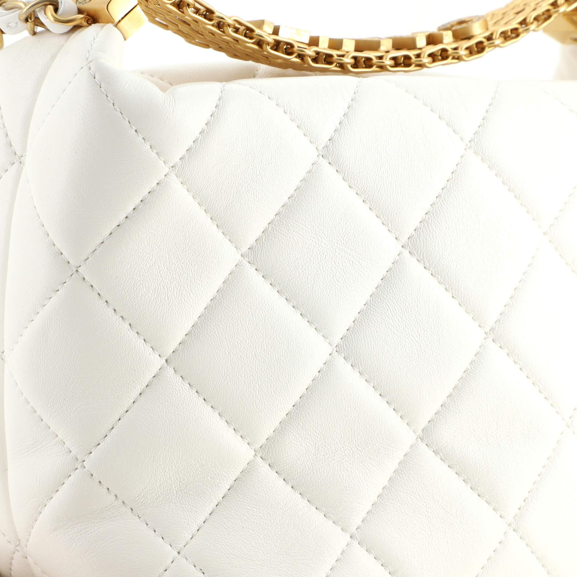 Chanel Crystal Logo Letters Chain Handle Hobo Quilted Lambskin Small 1