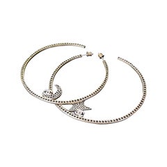 Chanel Crystal Moon Star CC Massive Hoop Earrings