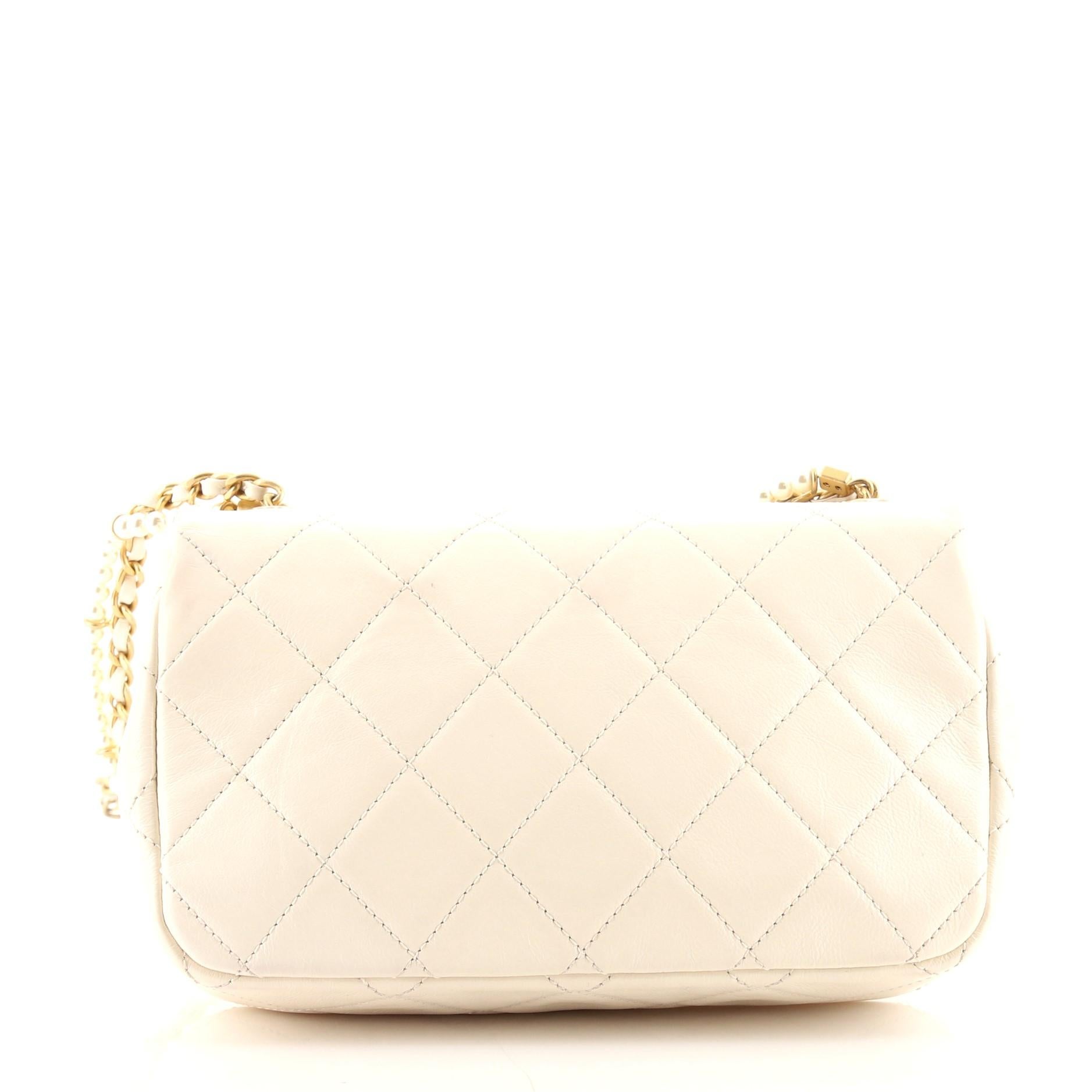 Chanel Crystal Pearls Chain Flap Bag Quilted Calfskin Small In Good Condition In NY, NY