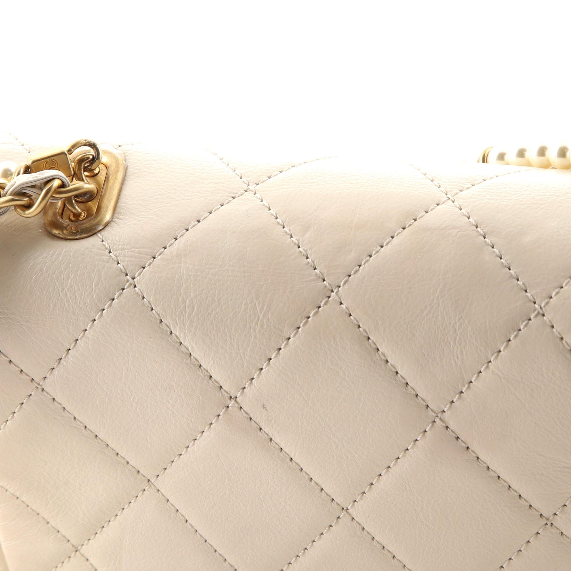 Chanel Crystal Pearls Chain Flap Bag Quilted Calfskin Small 2