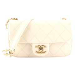 Chanel Crystal Pearls Chain Flap Bag Quilted Calfskin Small