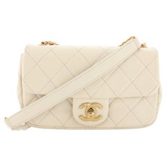 Chanel Crystal Pearls Chain Flap Bag Quilted Calfskin Small