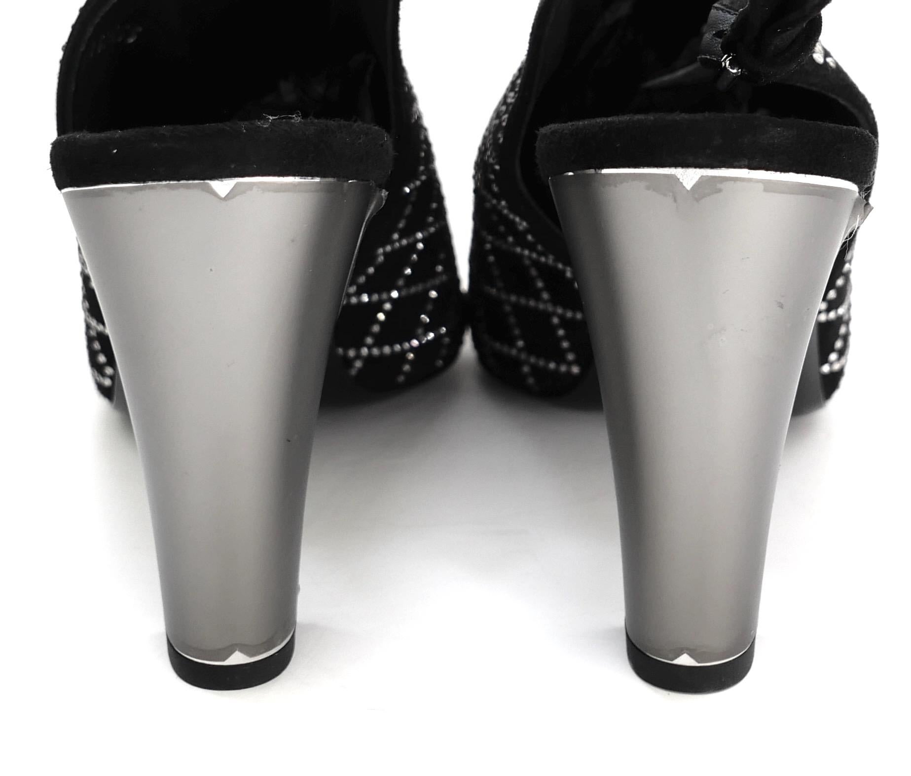 Chanel Crystal Peep Toe Heels In New Condition For Sale In London, GB