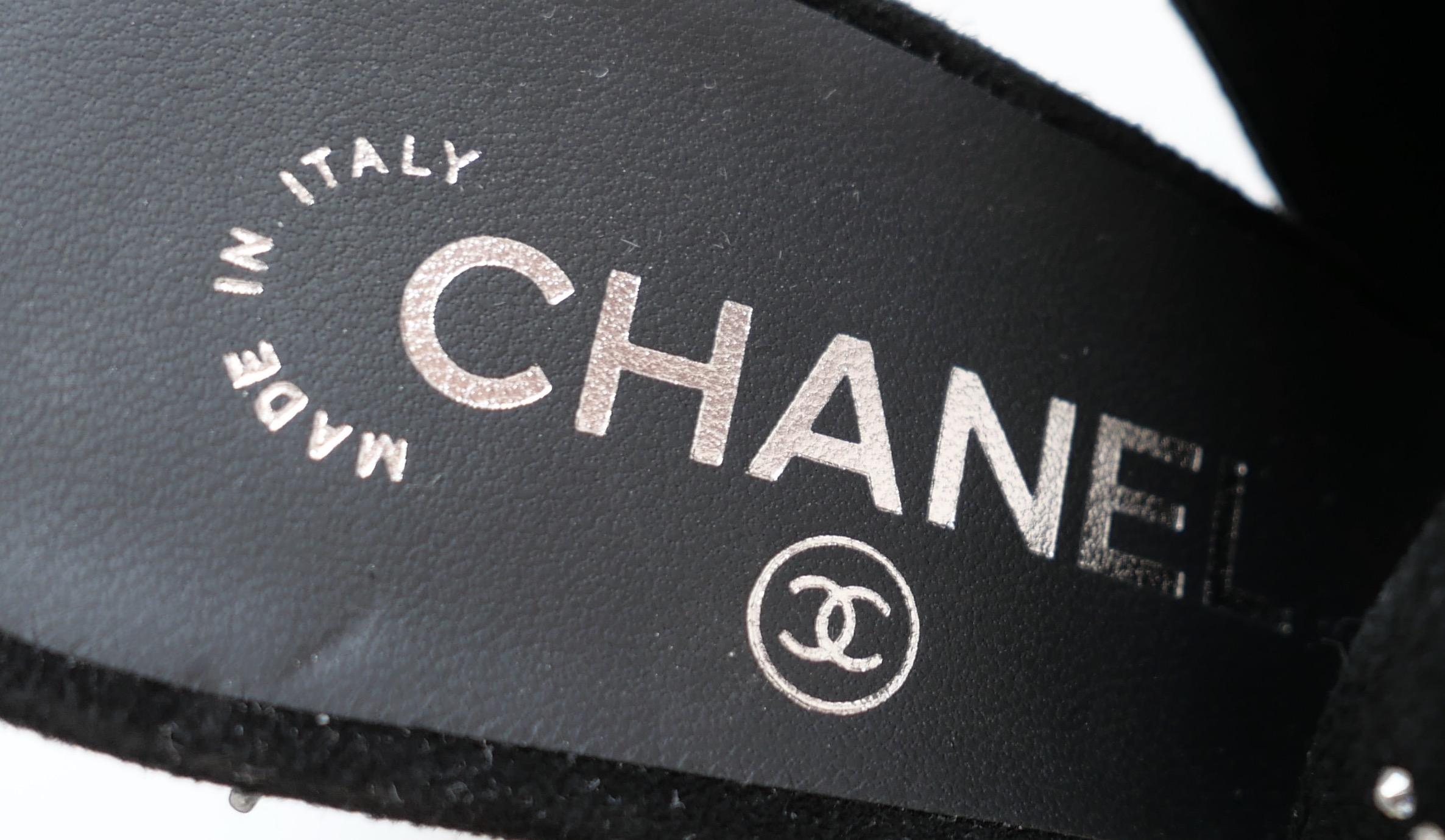 Chanel Crystal Peep Toe Heels For Sale 3