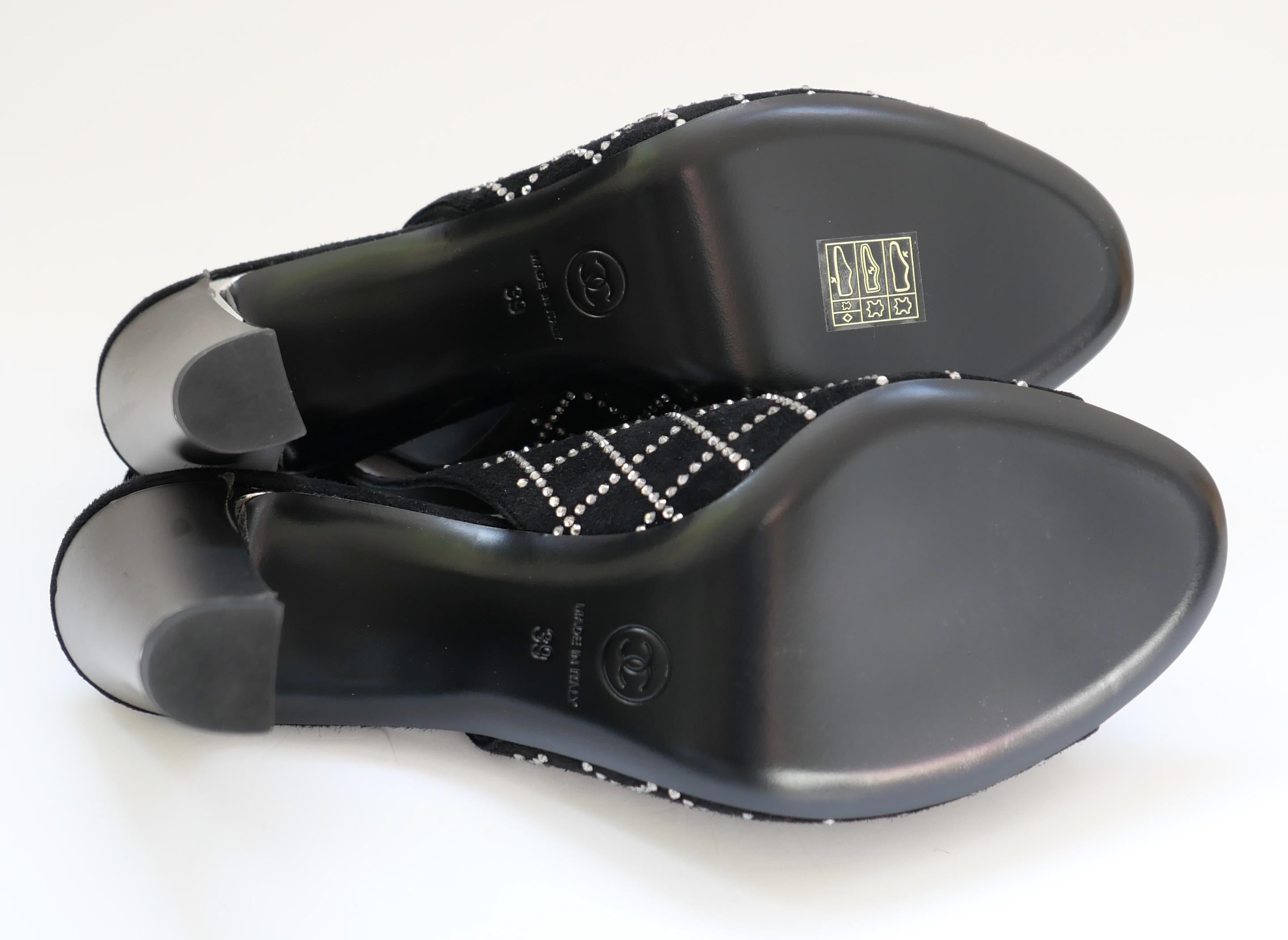 Chanel Crystal Peep Toe Heels For Sale 4
