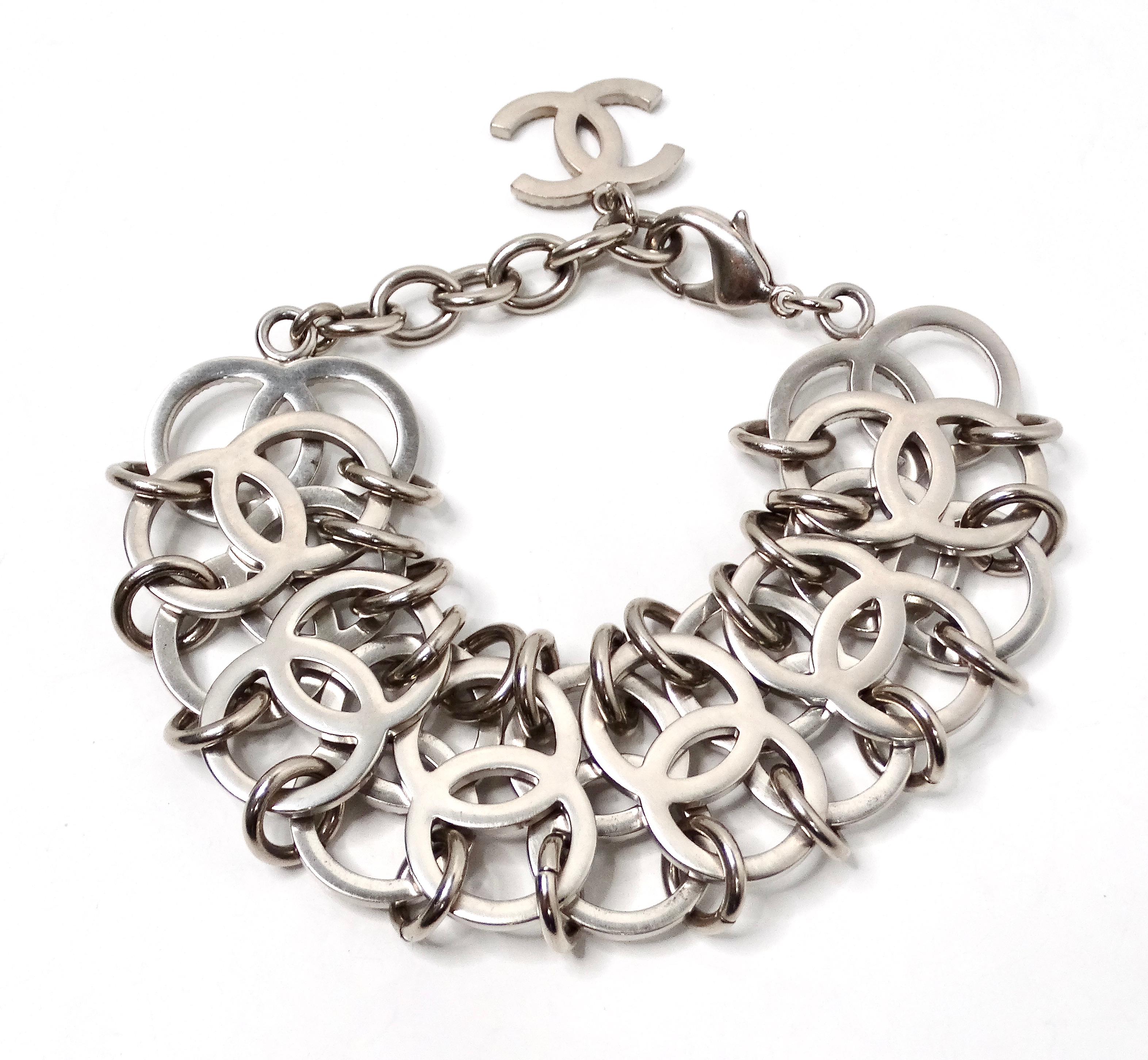 Chanel Bracciale a catena CC con cristalli in argento 2016 in vendita 2