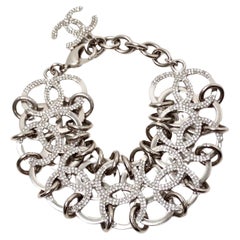 Chanel Bracciale a catena CC con cristalli in argento 2016