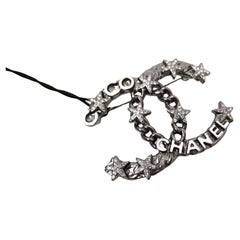 Chanel Crystal Star Interlocking CC Ruthenium Brooch 2022