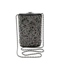 Chanel Crystal Studded Minaudière Evening Clutch Crossbody 19B Bag w/Silver Har