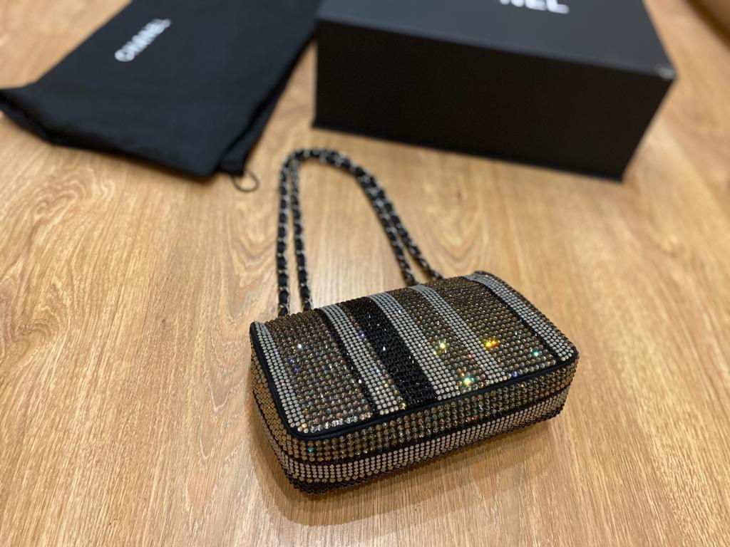 Chanel Crystals Suede Bag For Sale 6