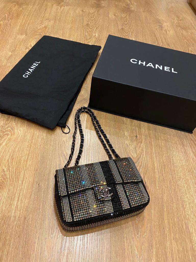 Chanel Crystals Suede Bag For Sale 8