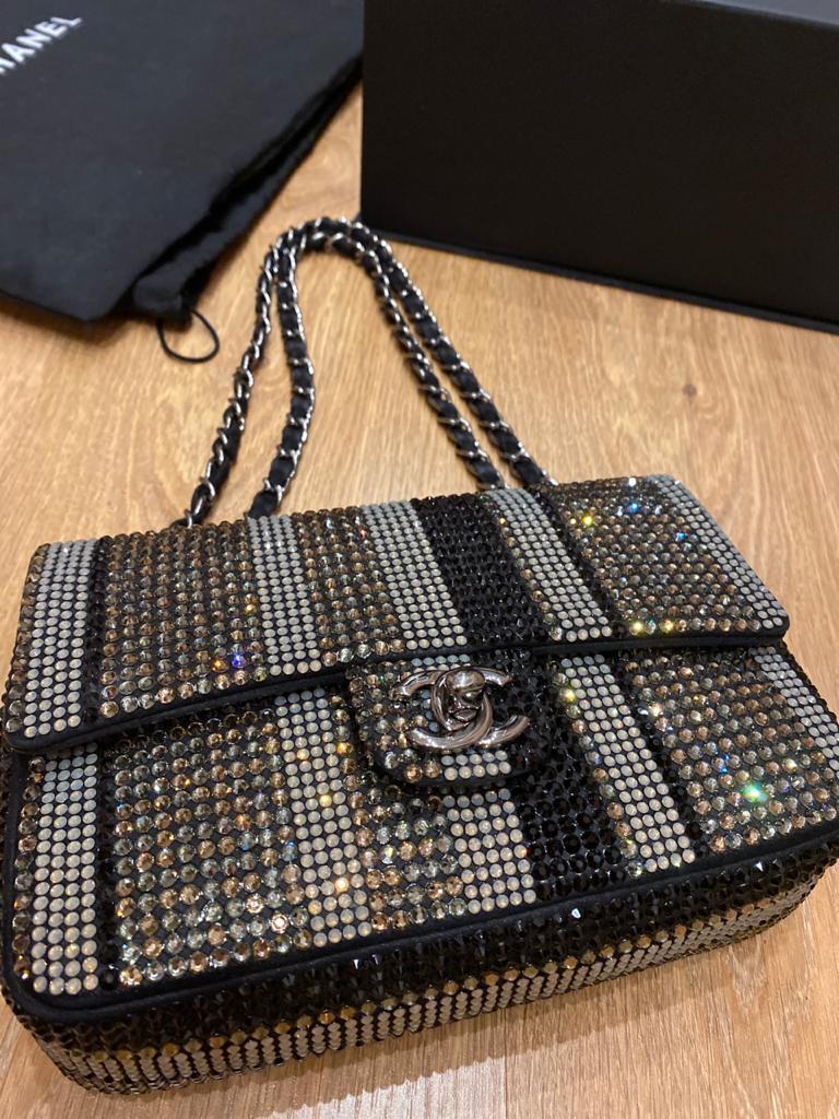 Chanel Crystals Suede Bag For Sale 10