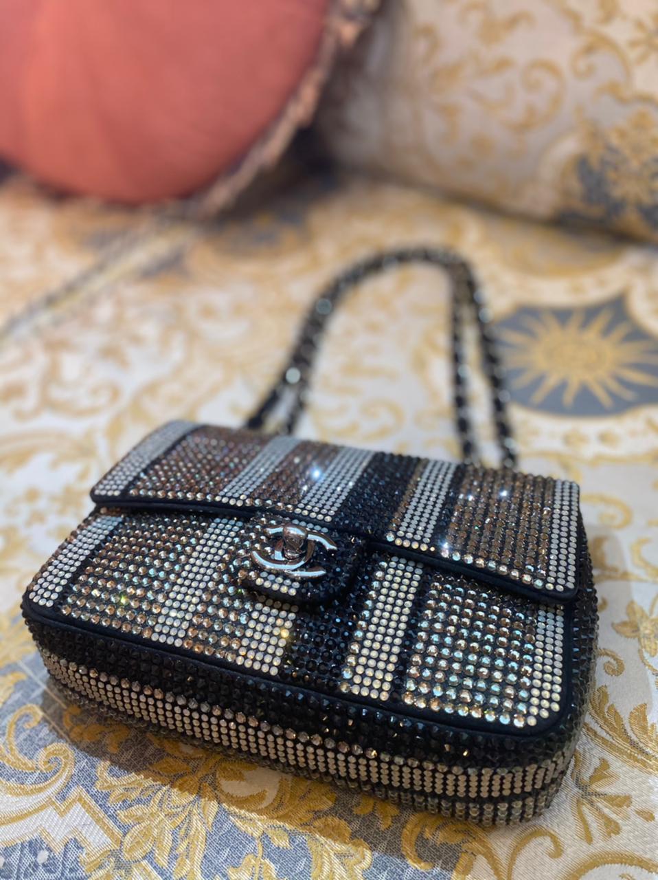 Women's or Men's Chanel Crystals Suede Bag For Sale