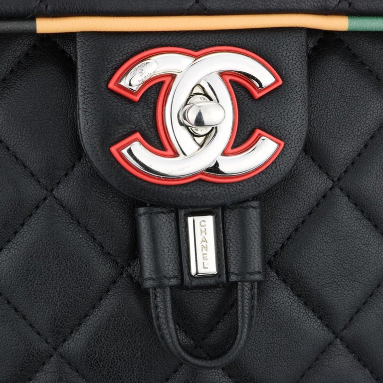 CHANEL Cuba Backpack Small Black Multicolour Lambskin with Silver Hardware 2017 For Sale 8