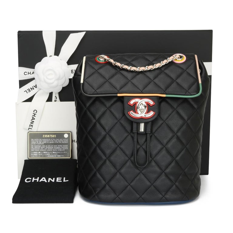 CHANEL Cuba Collection Backpack Small Black Multicolour Quilted Lambskin with Silver Hardware 2017.

This stunning backpack is in excellent condition.

- Exterior Condition: Excellent condition, corners show very minor signs of handling wear-only