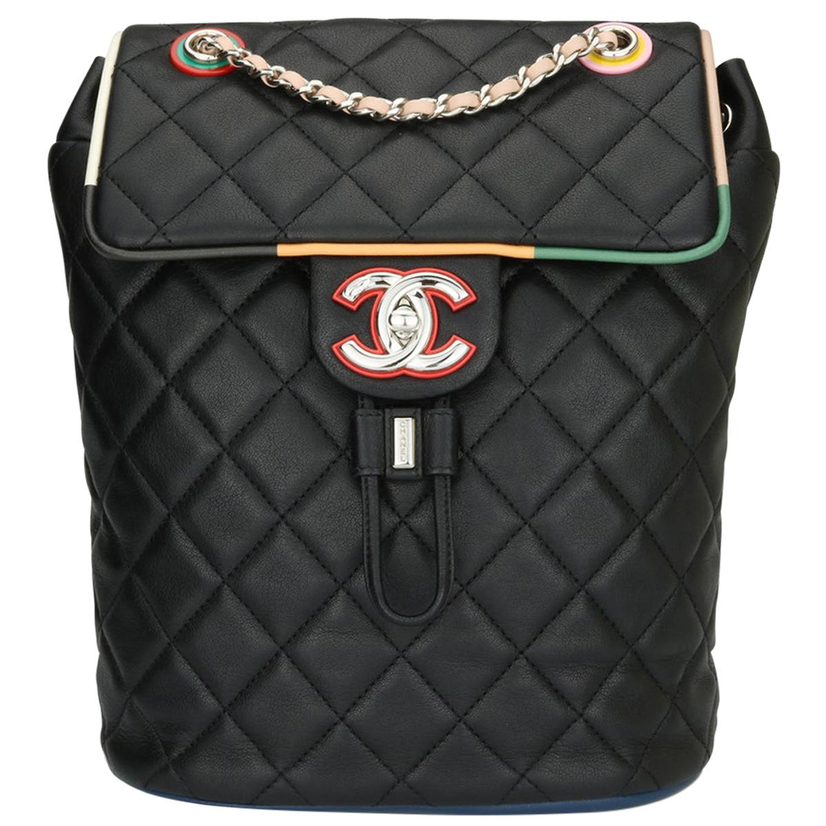 CHANEL Cuba Backpack Small Black Multicolour Lambskin with Silver Hardware 2017