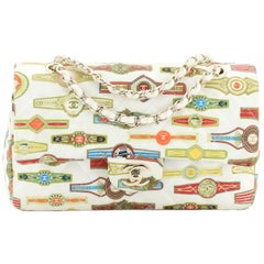 Chanel Cuba Classic Double Flap Bag Quilted Printed Satin Medium