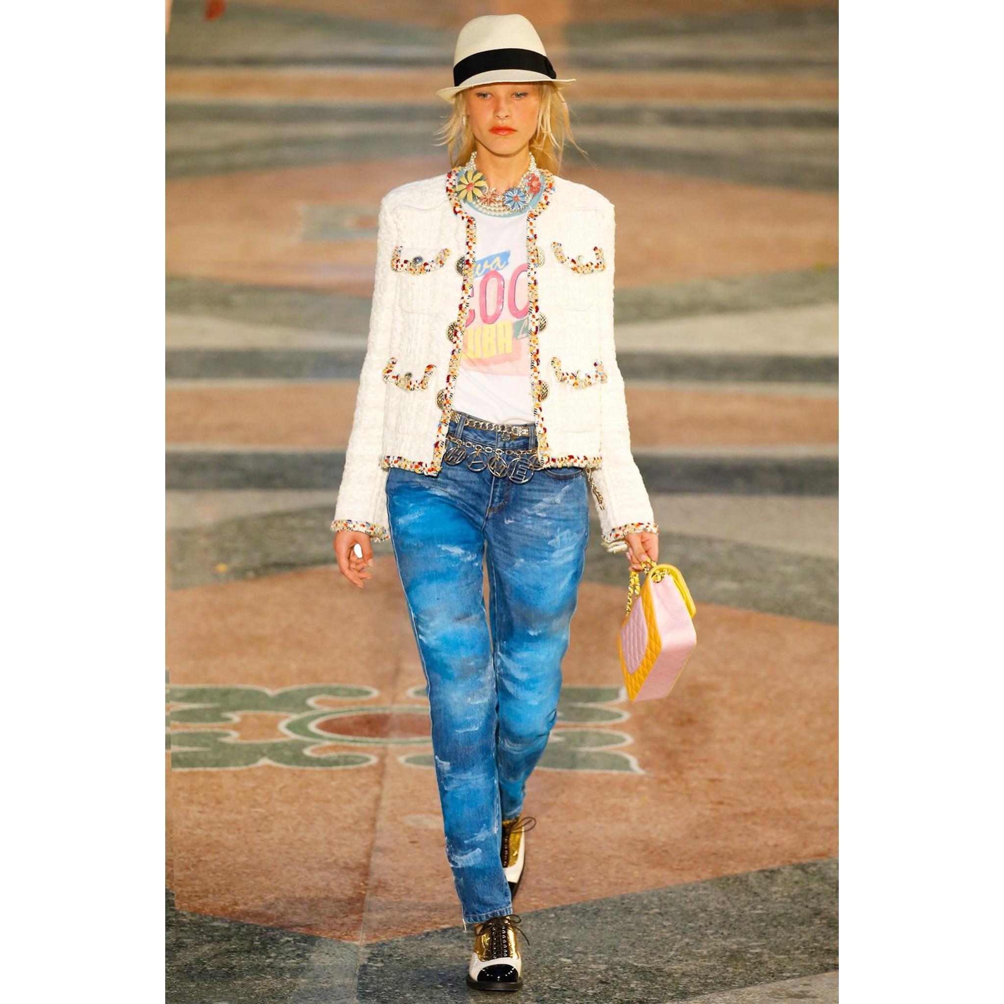 Women's Chanel Cuba Collection Painted Cotton Jeans For Sale