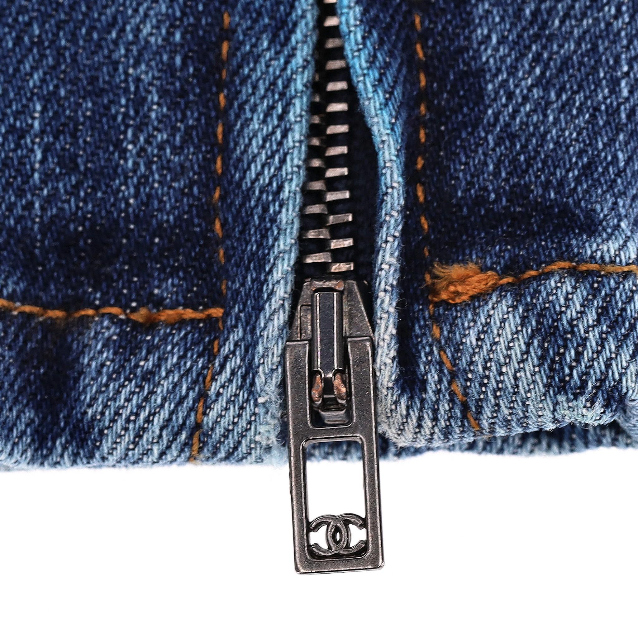 Chanel Cuba Collection Painted Cotton Jeans For Sale 2