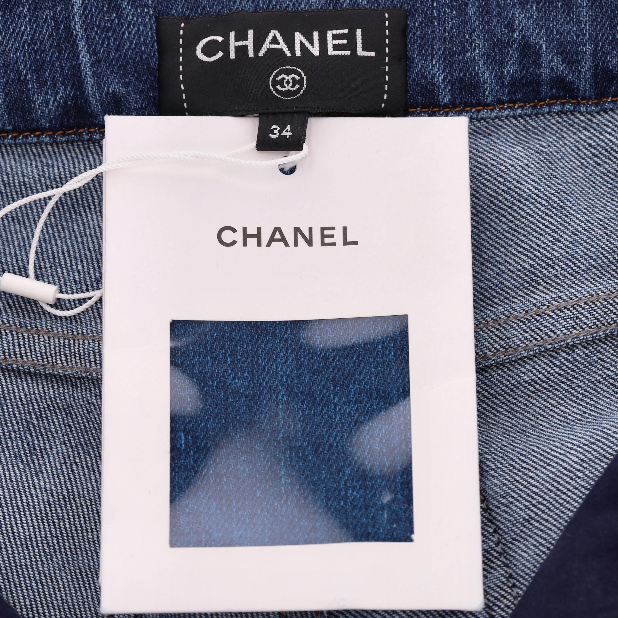 Chanel Cuba Collection Painted Cotton Jeans For Sale 3