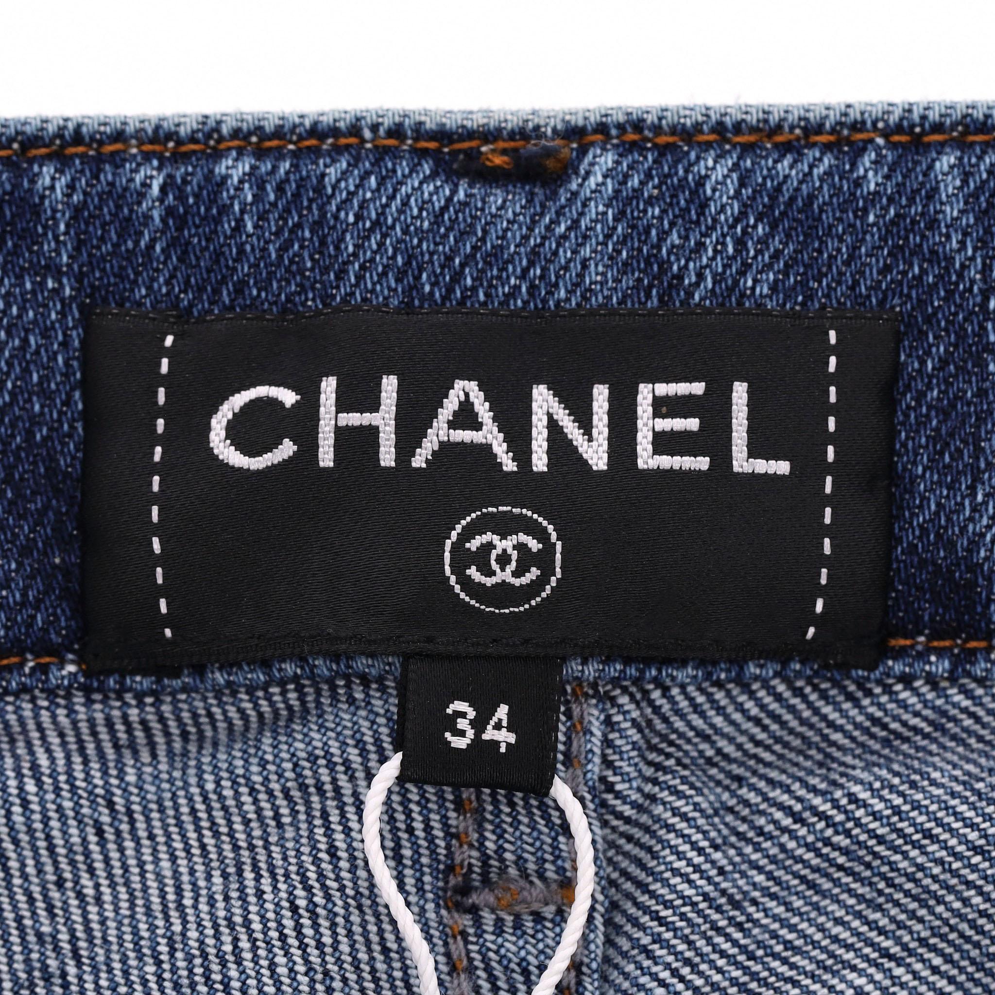 Chanel Cuba Collection Painted Cotton Jeans For Sale 4
