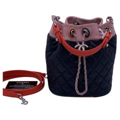 Chanel Cuba Cruise Bucket Bag Quilted Lambskin Black Pink 2-Way Flap Bag