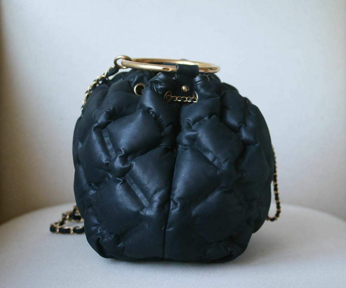 Black Chanel Cuba Cruise Leather Drawstring Bag