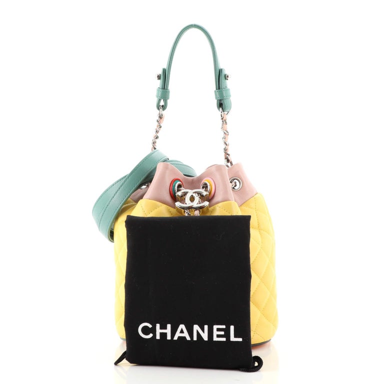 Chanel Cuba Drawstring Bucket Bag Quilted Lambskin Small at 1stDibs
