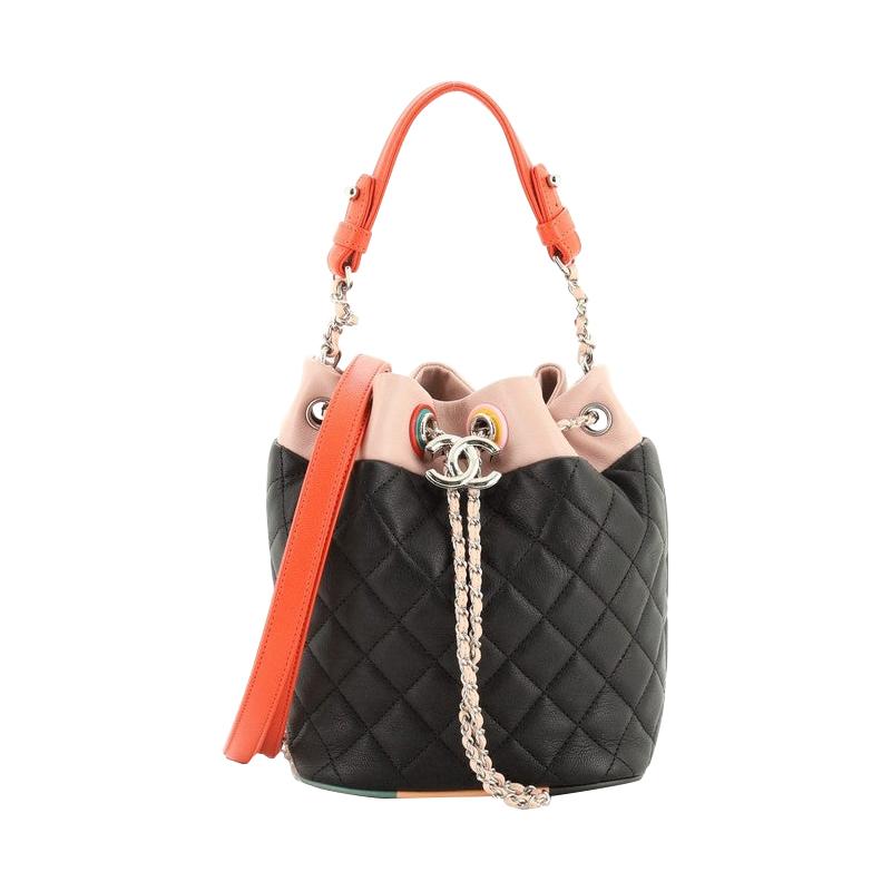 Chanel Cuba Drawstring Bucket Bag Quilted Lambskin Small