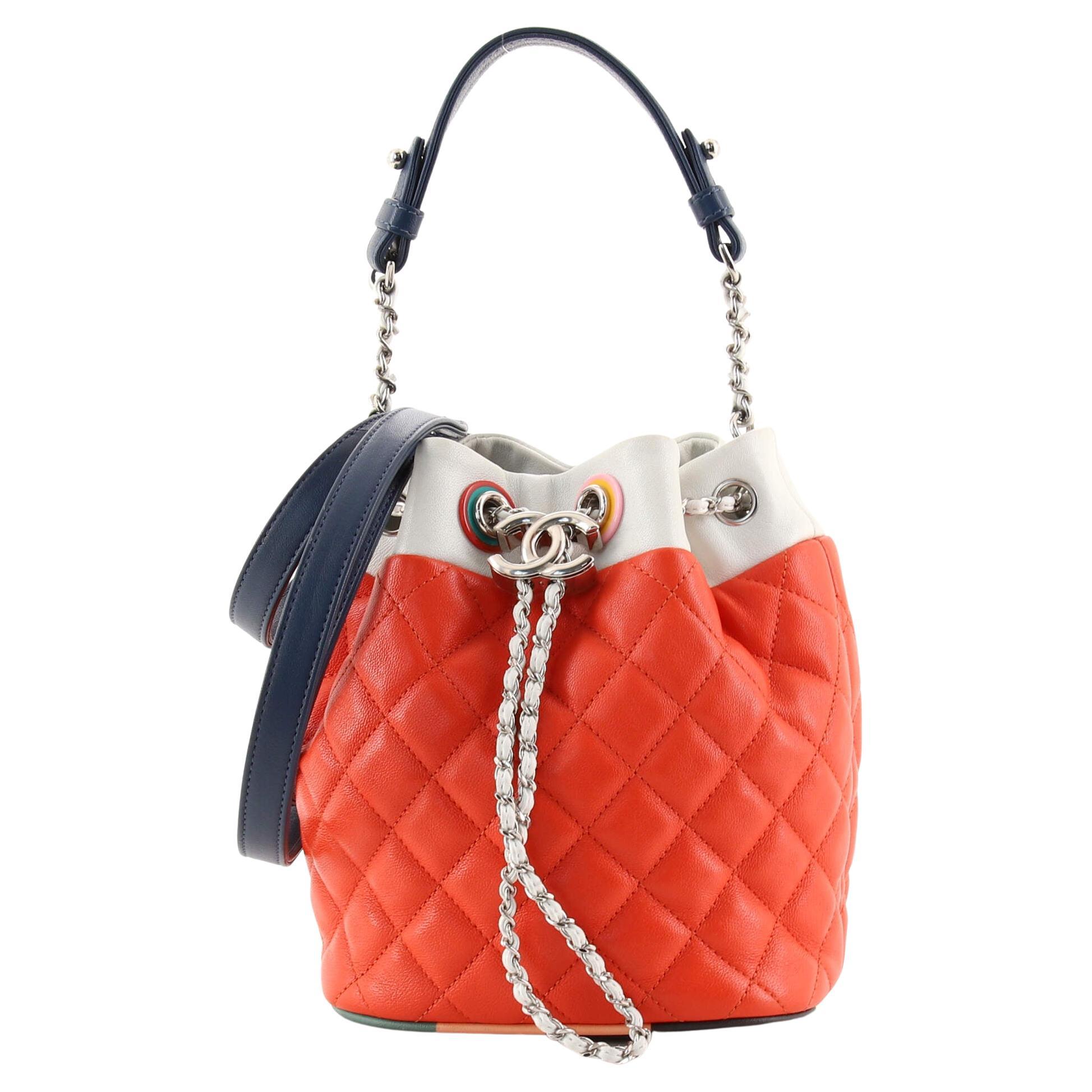 Chanel Vintage Bucket Bag Quilted Caviar Small at 1stDibs