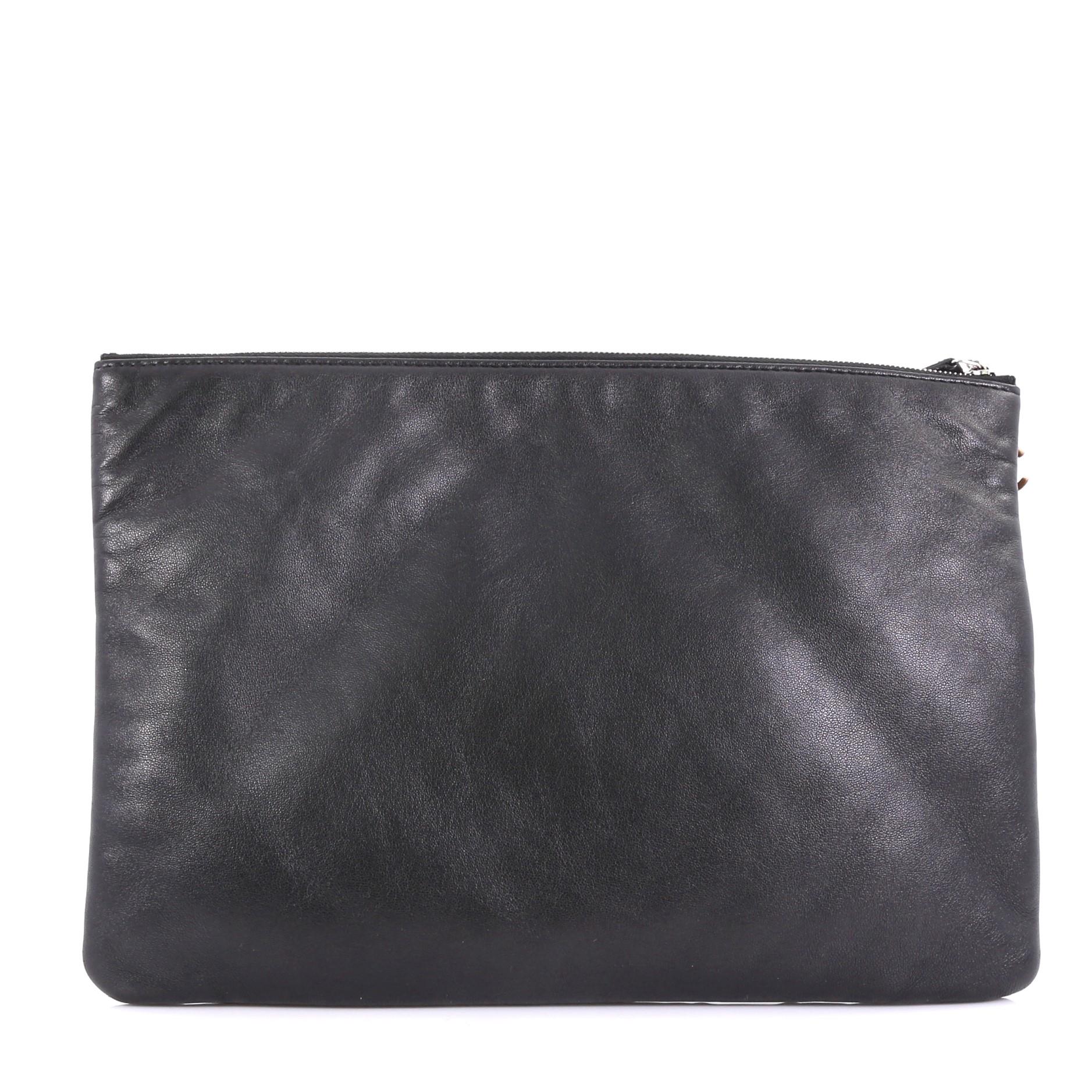 Chanel Cuba La Habana O Case Clutch Printed Embossed Lambskin Large In Good Condition In NY, NY