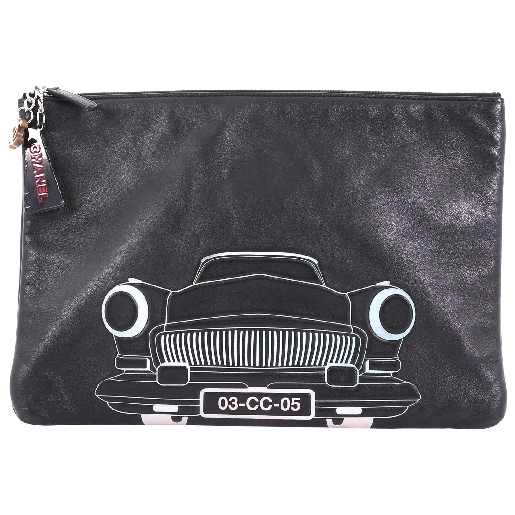 Chanel Cuba La Habana O Case Clutch Printed Embossed Lambskin Large