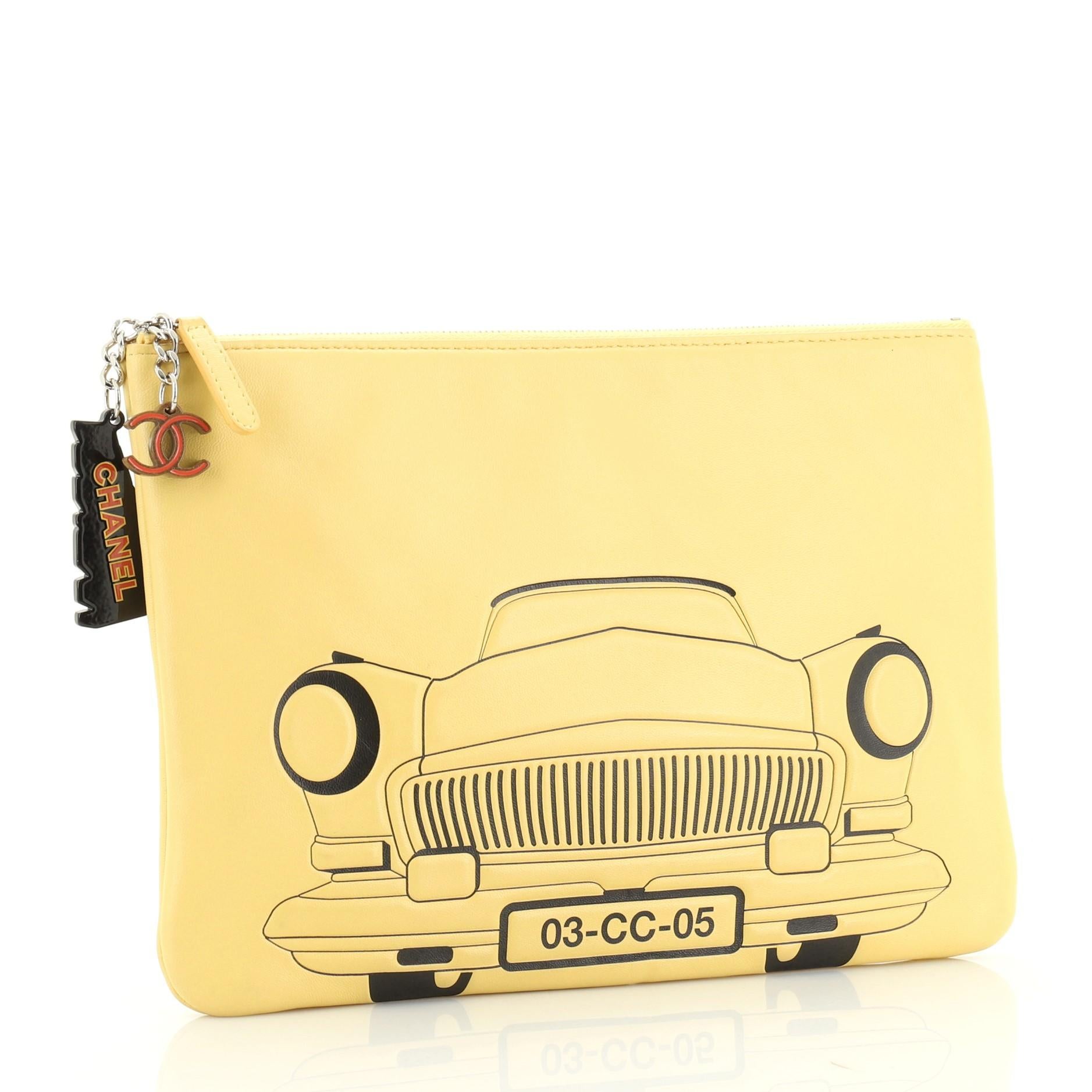 Orange Chanel Cuba La Habana O Case Clutch Printed Embossed Lambskin Medium