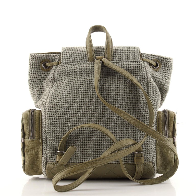 Chanel Paris-Cuba  Backpack in green tweed and canvas with caviar leather trim Resort 2017 Coco Cuba Backpack | Authentic & Vintage | ReSee main image 3