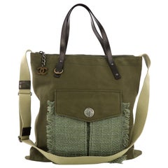 Chanel Cuba Zip Shopping Tote Canvas with Tweed Large