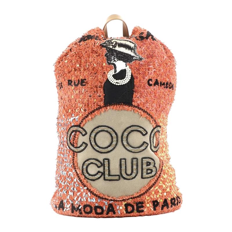 Chanel Cubano Trip Backpack Sequins Embellished Tweed with Applique Mediu