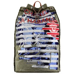 Chanel Cubano Trip Grand sac à dos en toile et paillettes