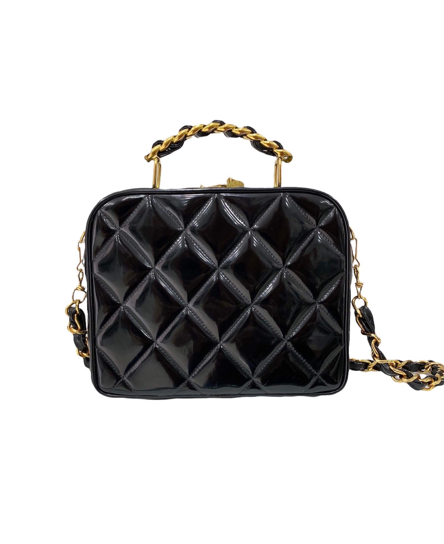 Chanel Würfel Vintage Lackleder  im Angebot 4