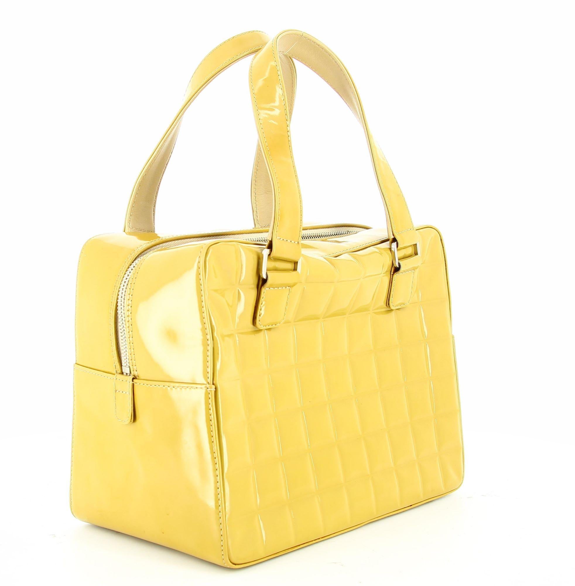 Women's or Men's Chanel Cubic Gold Patent Leather Cubic Bag