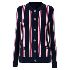 CHANEL Kubismus inspirierte Strickjacke mit Logo-Knöpfen 36 FR