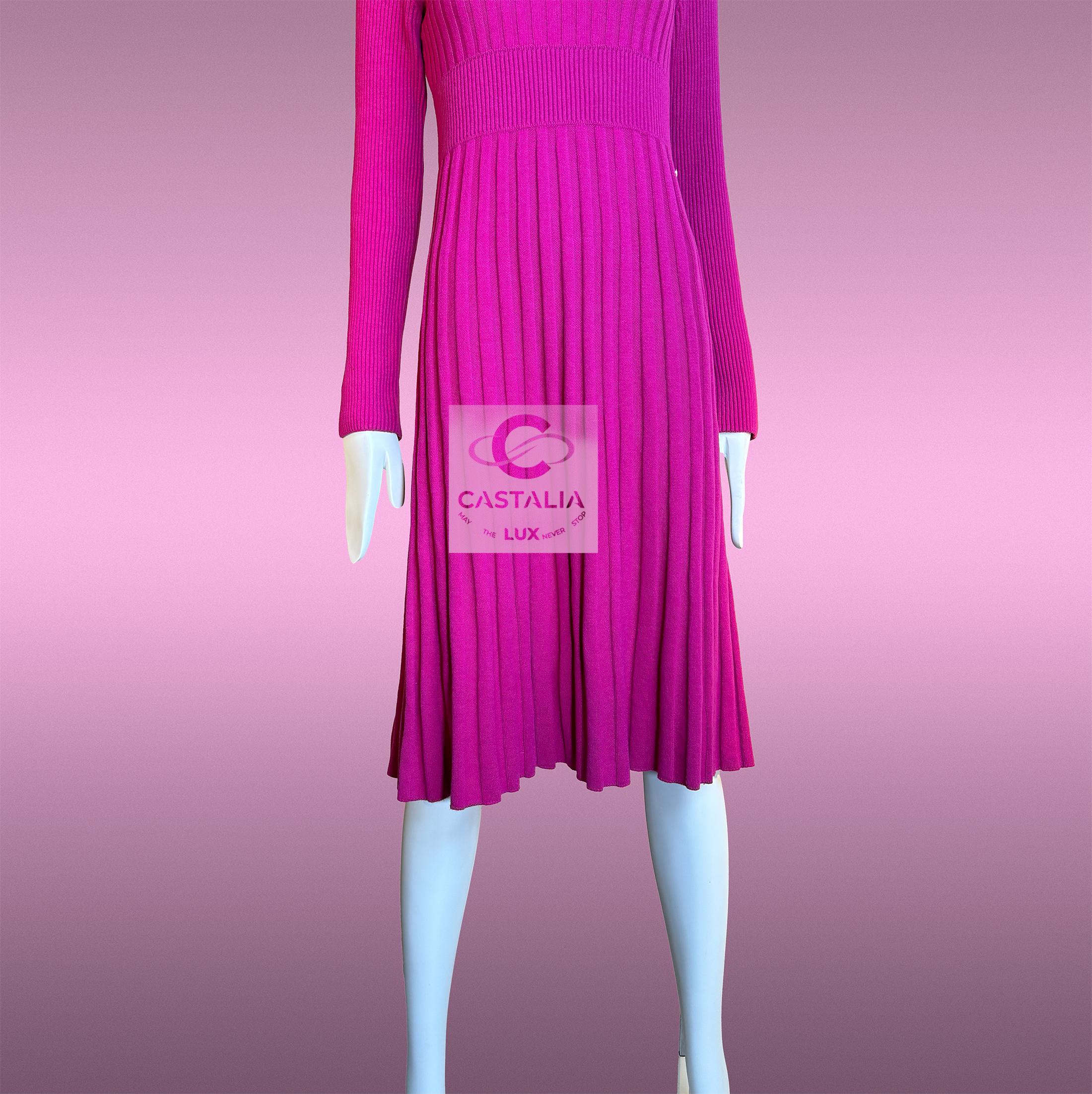 Chanel Kubismus inspiriert Fuchsia gewebtes Kleid 36 FR im Angebot 5