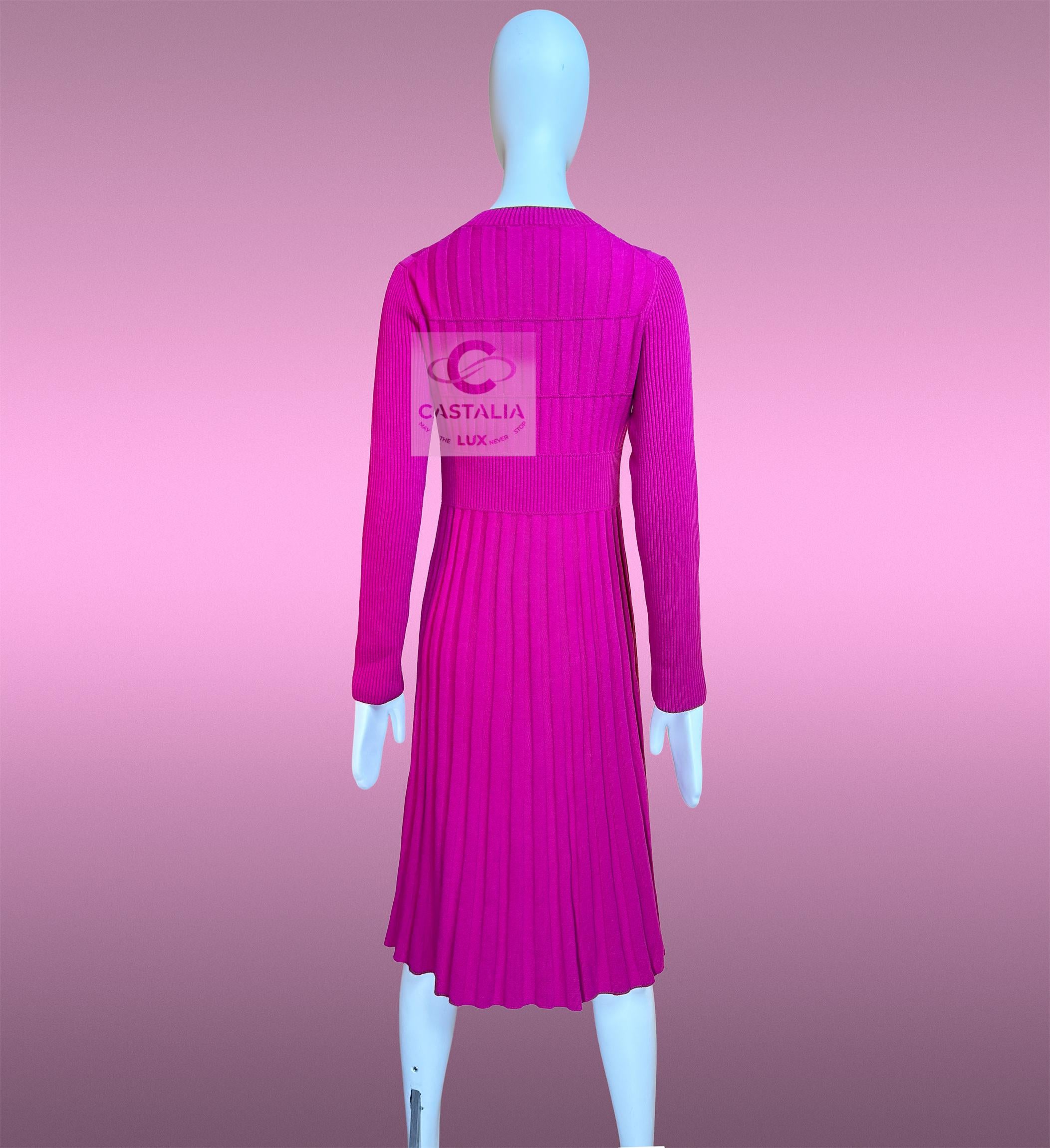Chanel Kubismus inspiriert Fuchsia gewebtes Kleid 36 FR im Angebot 6