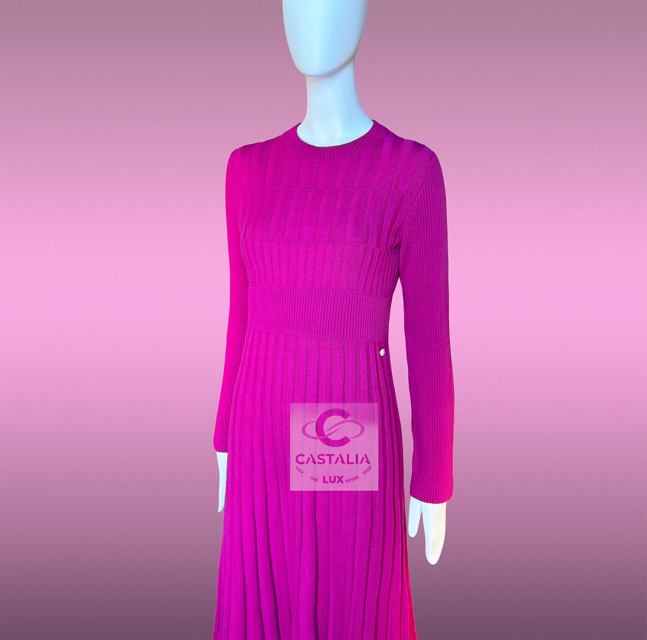 Chanel Kubismus inspiriert Fuchsia gewebtes Kleid 36 FR für Damen oder Herren im Angebot