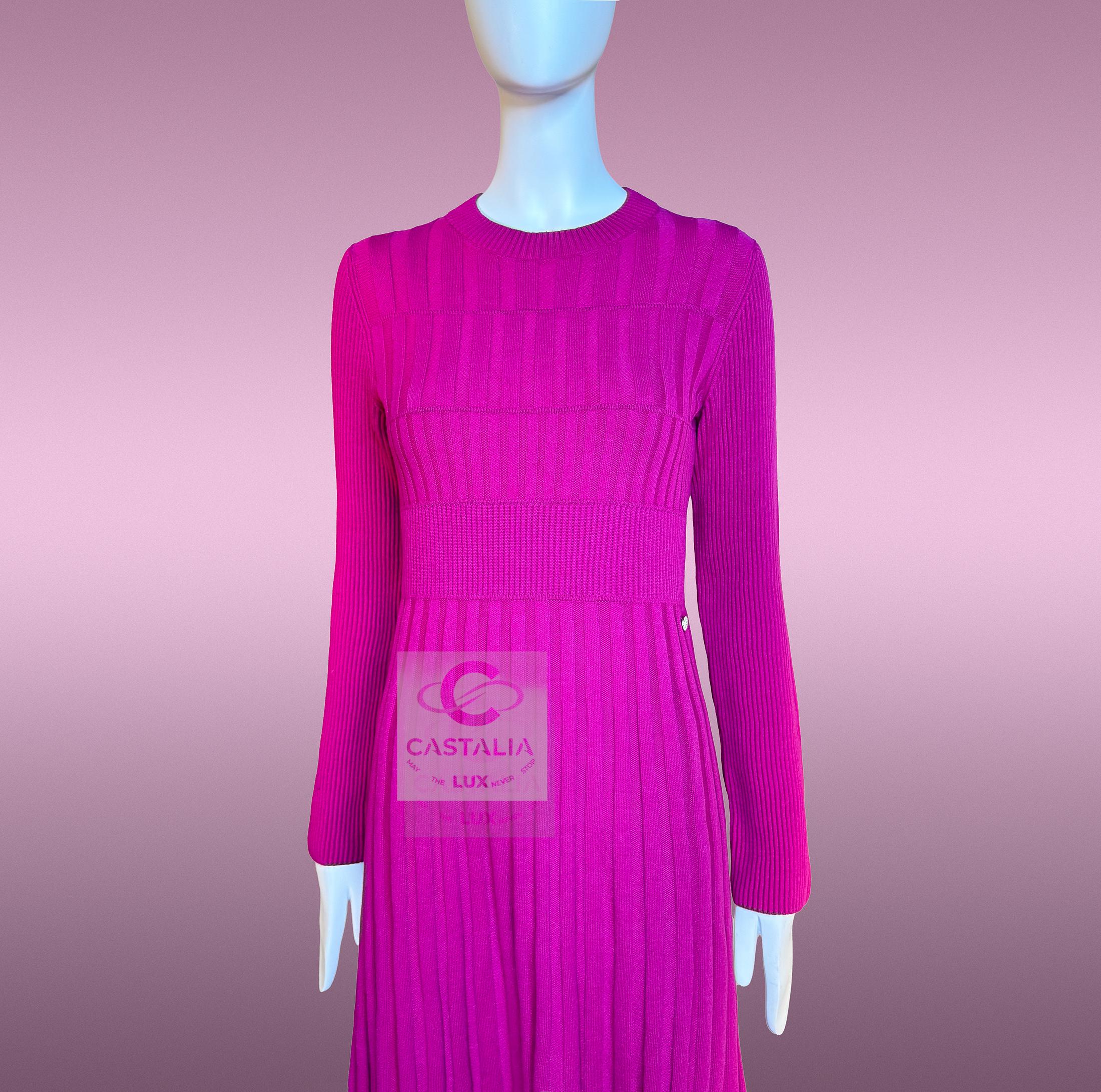 Chanel Kubismus inspiriert Fuchsia gewebtes Kleid 36 FR im Angebot 1