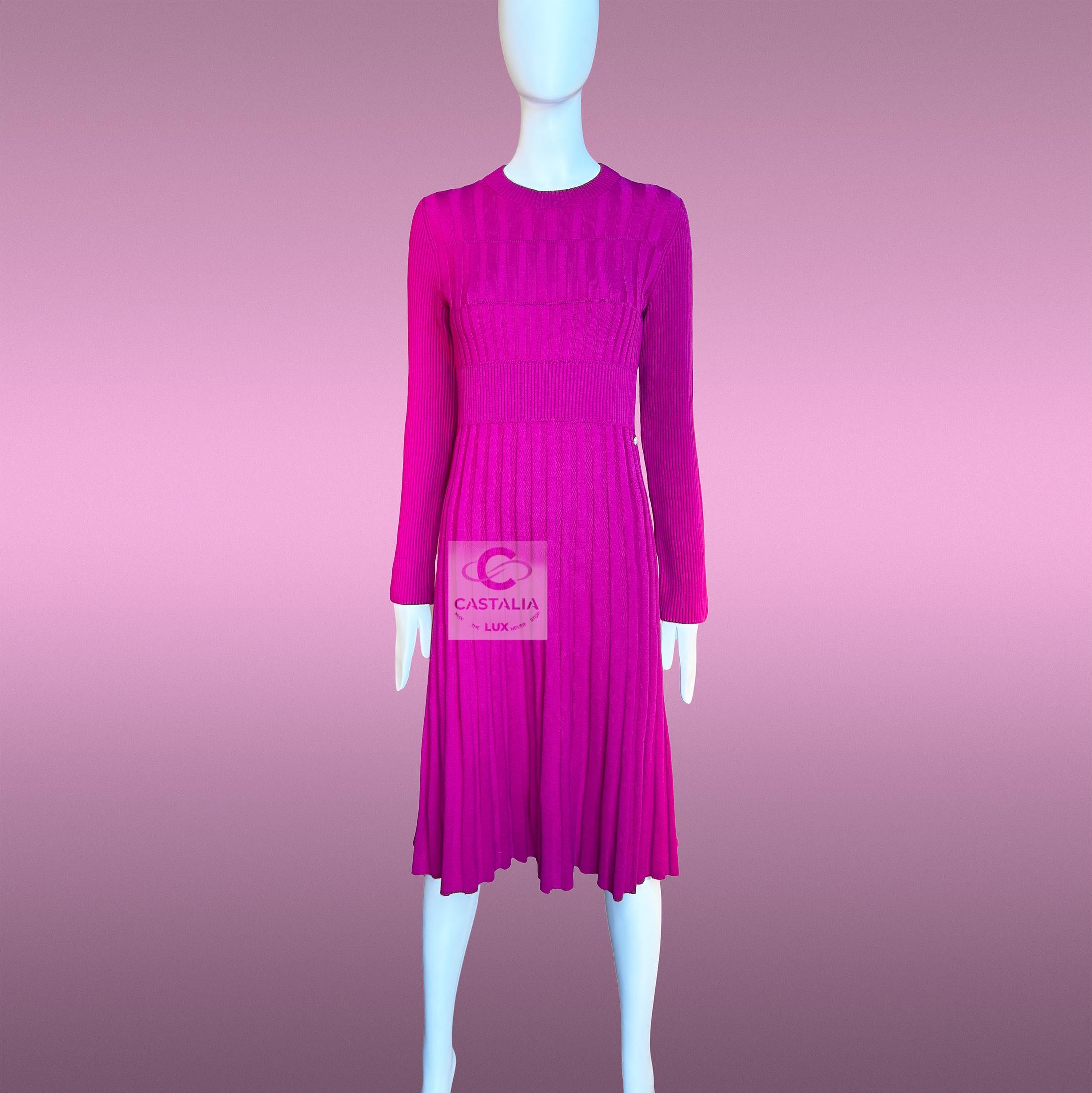 Chanel Kubismus inspiriert Fuchsia gewebtes Kleid 36 FR im Angebot 3