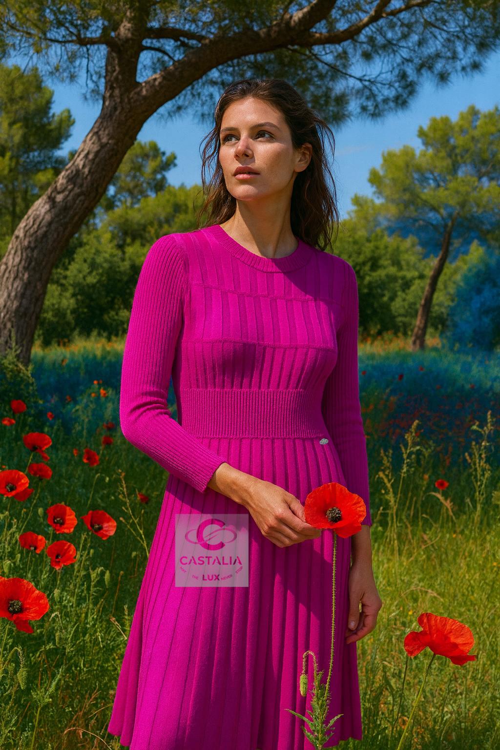 Chanel Kubismus inspiriert Fuchsia gewebtes Kleid 36 FR im Angebot 4