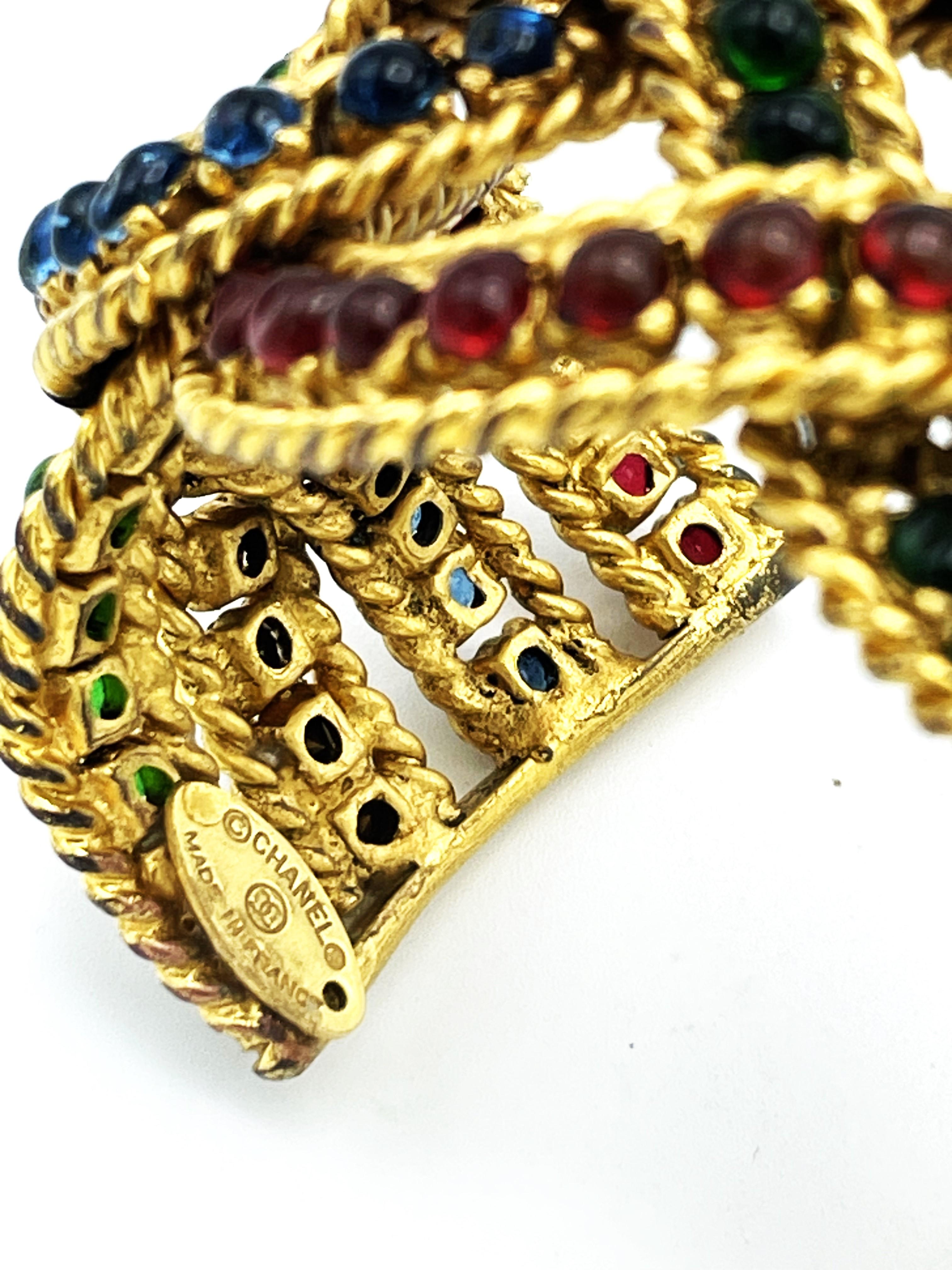 Donna BRACCIALE CHANEL di R. Gossen 3 bande intrecciate con pietre Gripoix in vendita